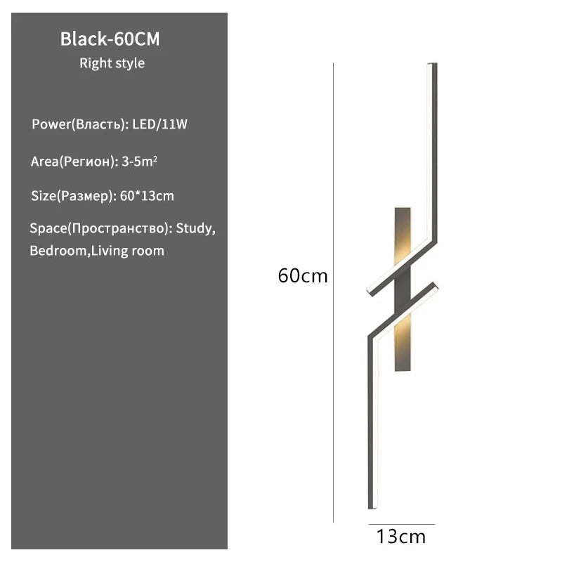 Minimalist Aluminum Strip LED Wall Sconce Light Bedroom Living Room TV Background – photo 12