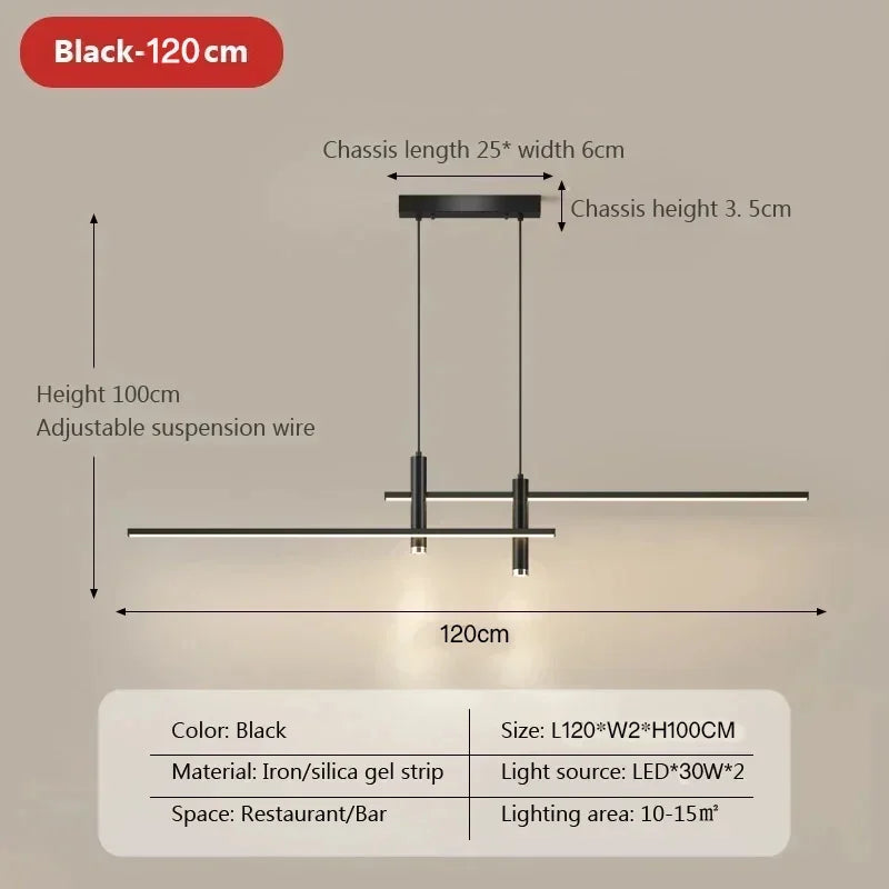 Modern Minimalist Black Gold LED Chandelier Pendant Light Stepless Dimming Remote Control – photo 24