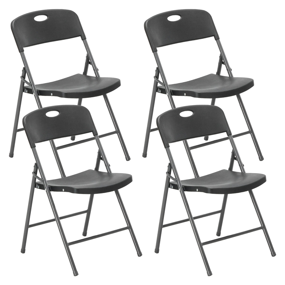 Stackable Foldable Heavy Duty Faux Leather Ergonomic Back Dining Chairs Set