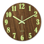 12-Inch Luminous Silent Wooden Wall Clock