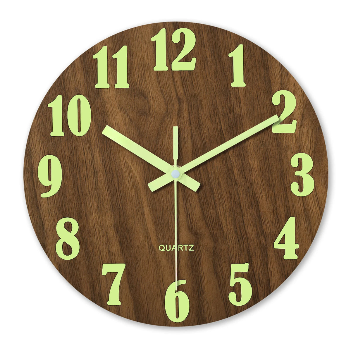 12-Inch Luminous Silent Wooden Wall Clock