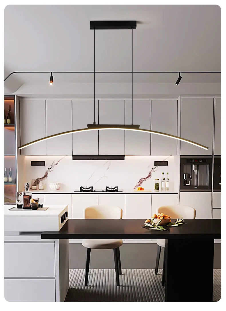 Contemporary Sleek LED Arc Adjustable Brightness Pendant Light with App Dimming – photo 19