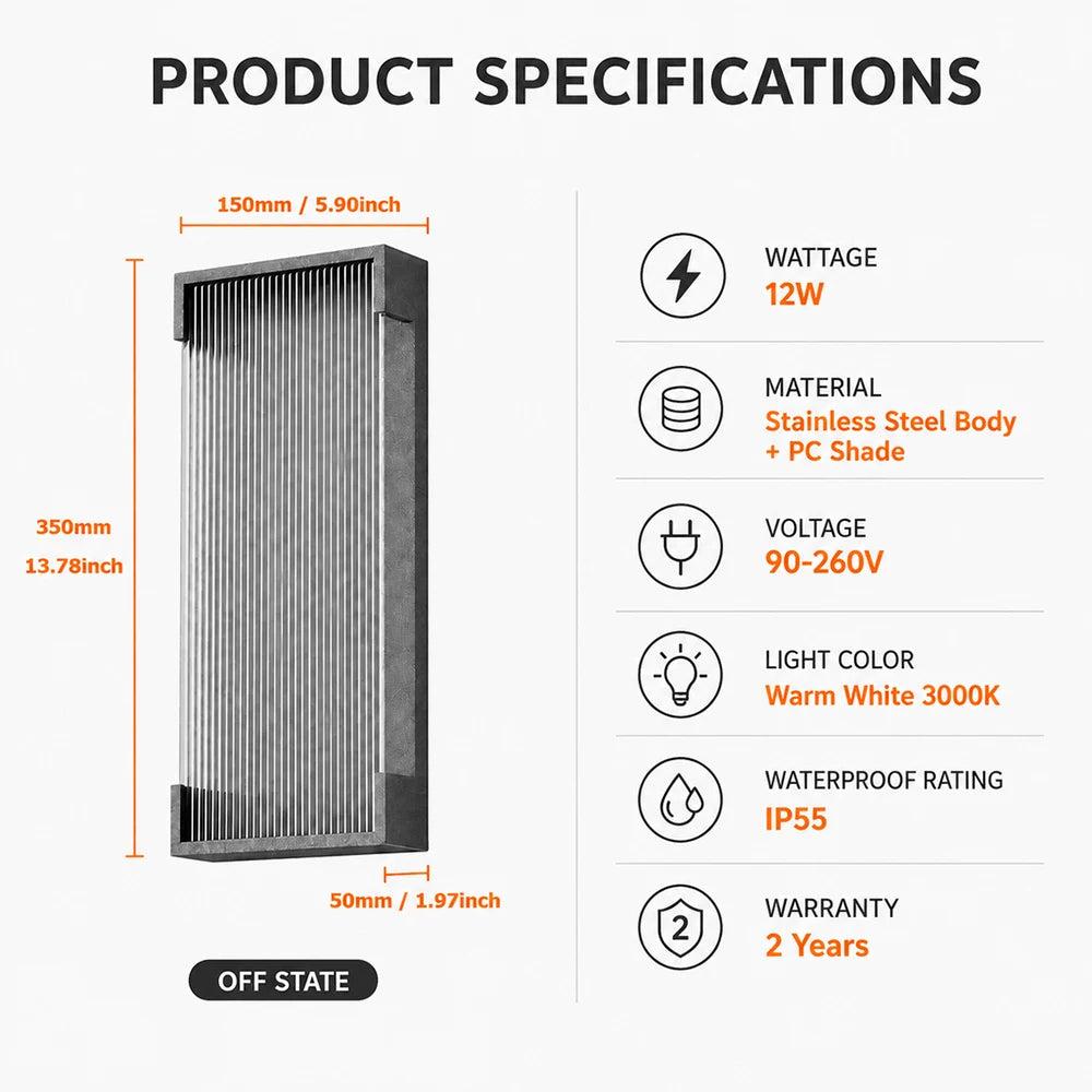 Waterproof Modern Minimalist Black Aluminum Glass 35cm Outdoor Porch Wall Sconce – photo 5