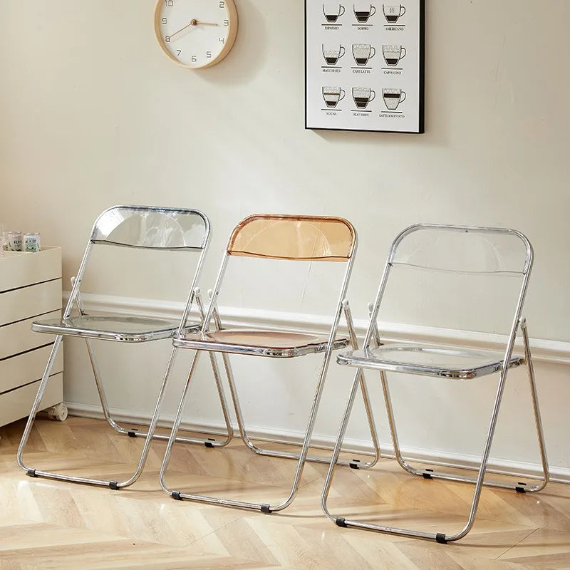 Foldable Transparent Acrylic Crystal Dining Chair Living Room Furniture