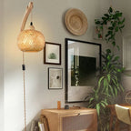 Handwoven Bamboo and Rattan E27 Wall Sconce