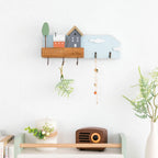 Decorative Wooden Wall Hooks and Storage Shelf