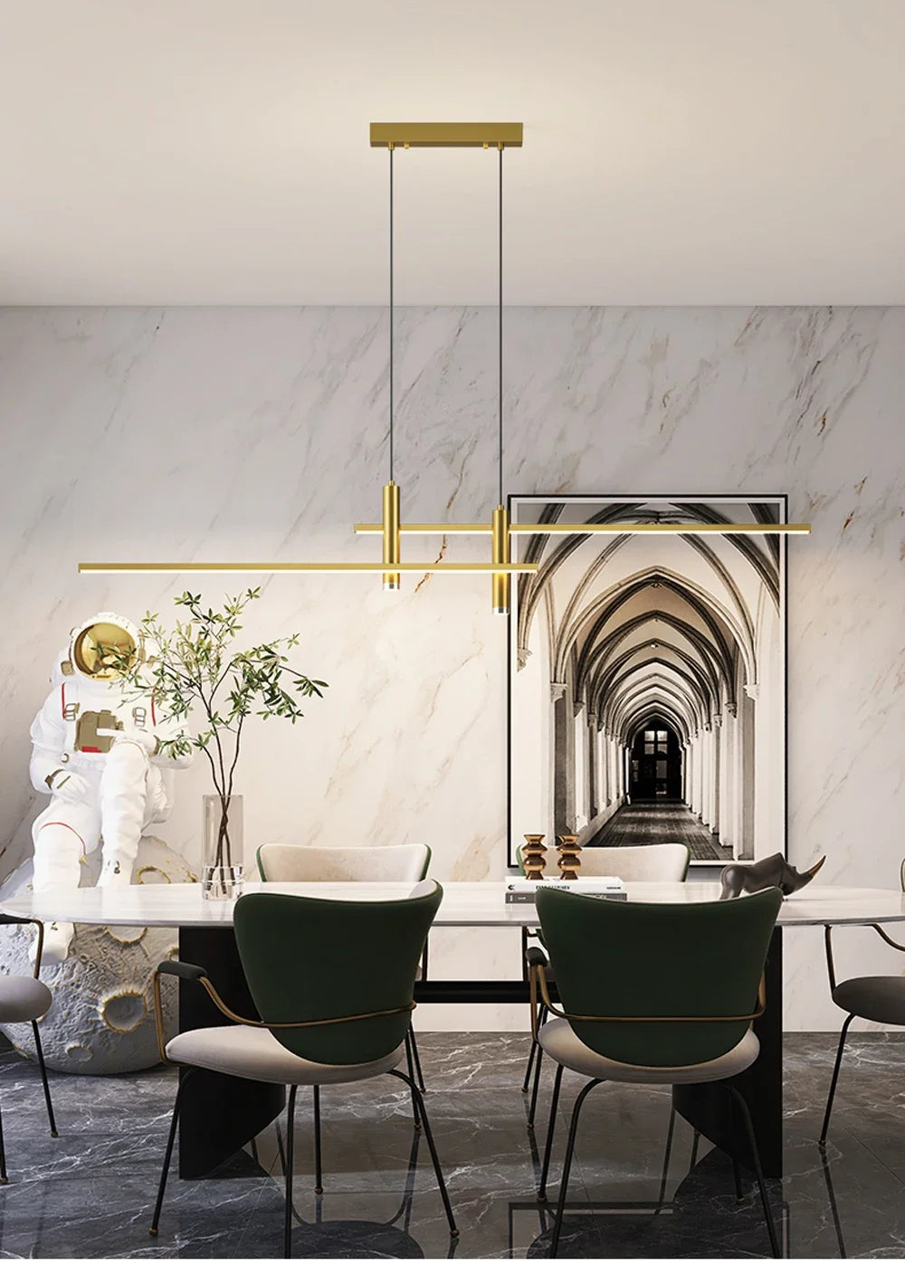 Modern Minimalist Black Gold LED Chandelier Pendant Light Stepless Dimming Remote Control – photo 18