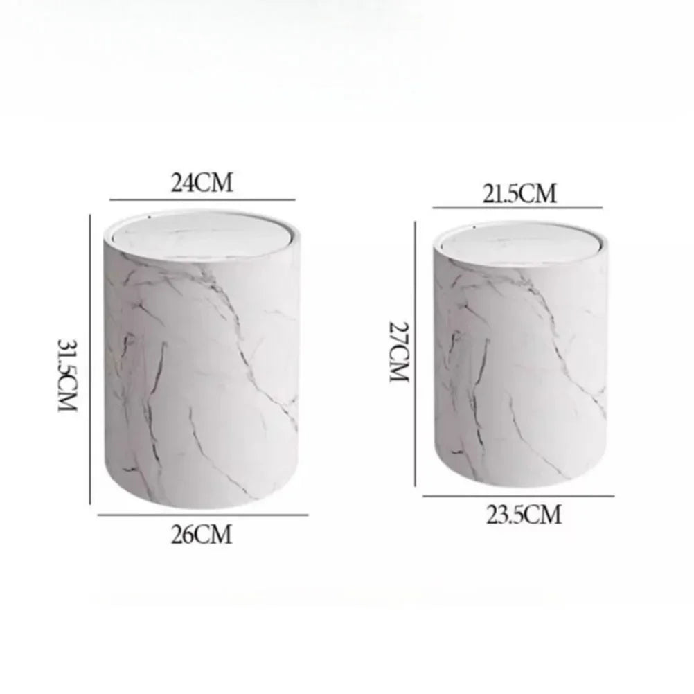 Marble-Texture Rolling-Cover Trash Can