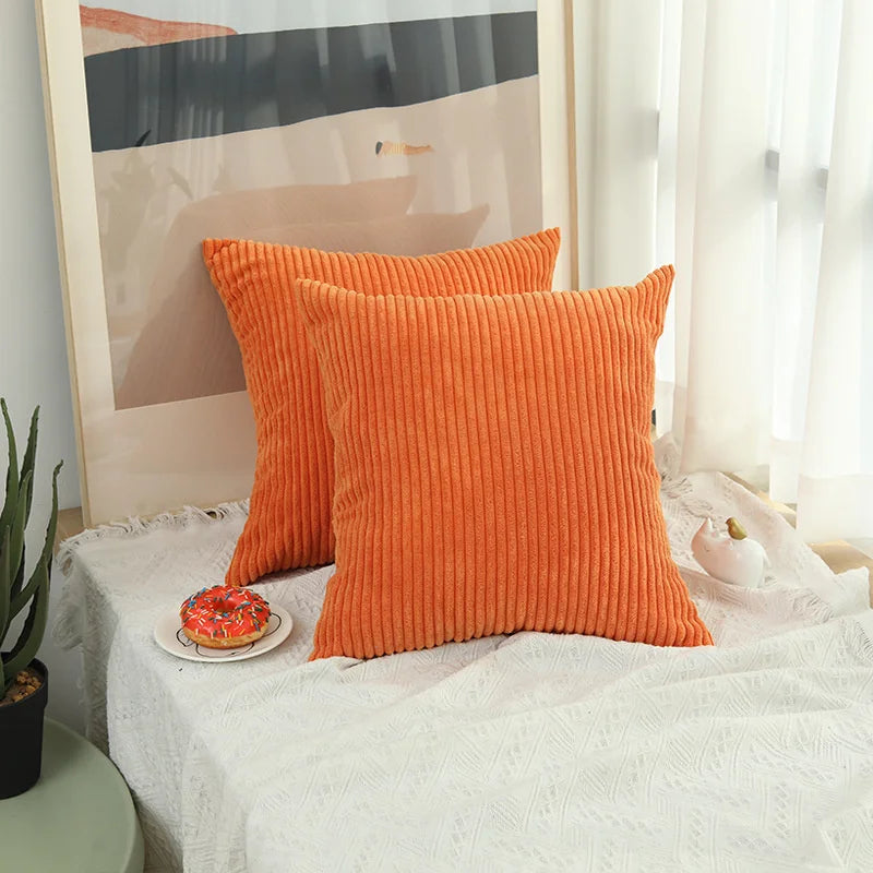 Corduroy Striped Throw Pillow Cover