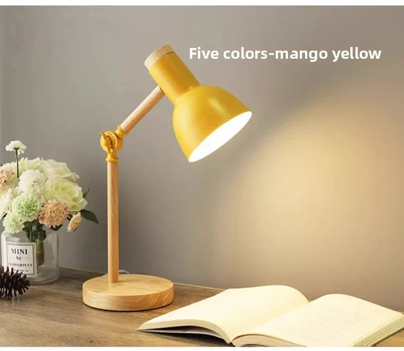 Adjustable Nordic Wooden LED Desk Lamp