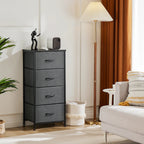 Steel Frame 4 Fabric Drawers Nightstand Wardrobe Closet Storage Cabinet Bedroom