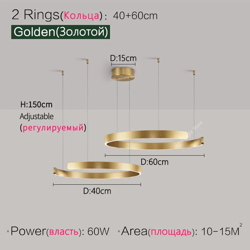 Dimmable Nordic Modern Round Ring LED Pendant Light Chandelier Living Room Bedroom – photo 7