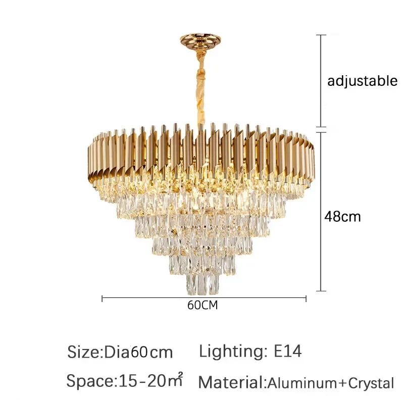 Luxury Black Gold Crystal Round LED Chandelier Pendant Light Tricolor – photo 34