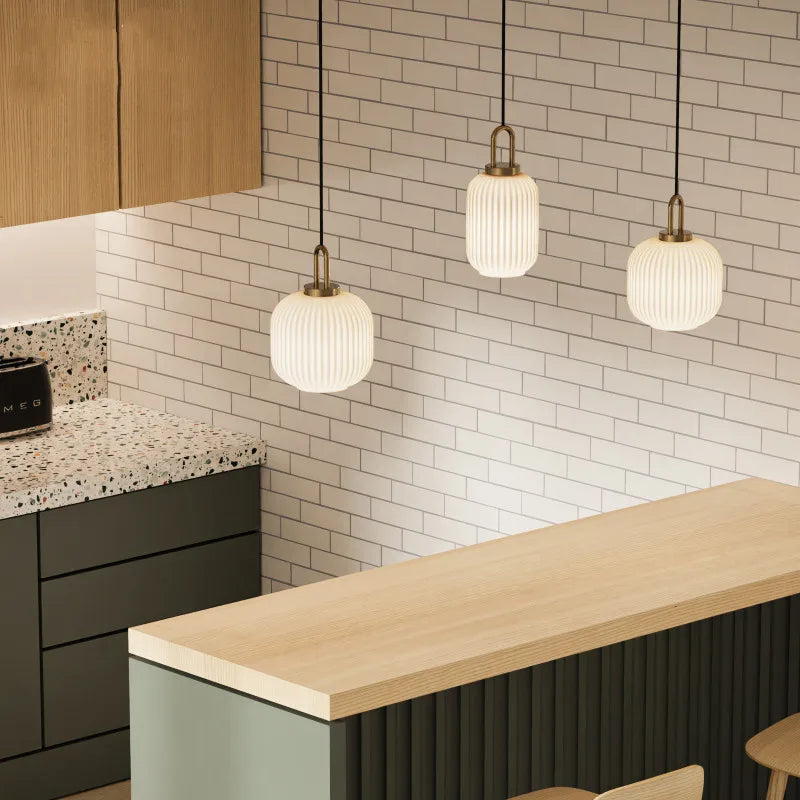 Modern Striped Glass Single Pendant Light
