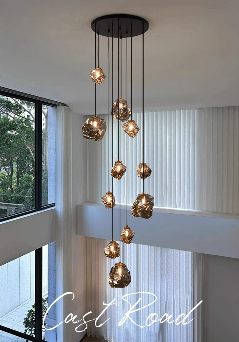 Modern LED Multi Head Staircase Chandelier Pendant Light with Remote Control – photo 7