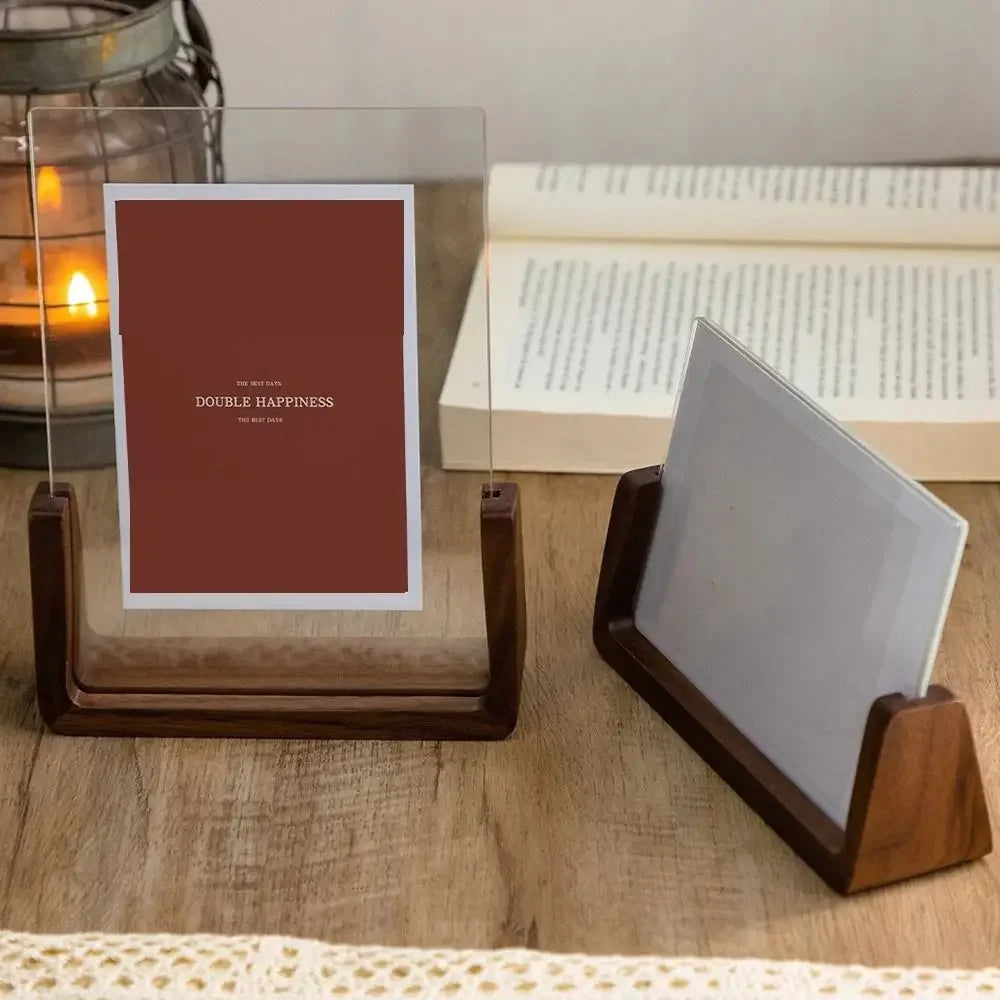 U-Shaped Acrylic and Wood Desktop Photo Frame