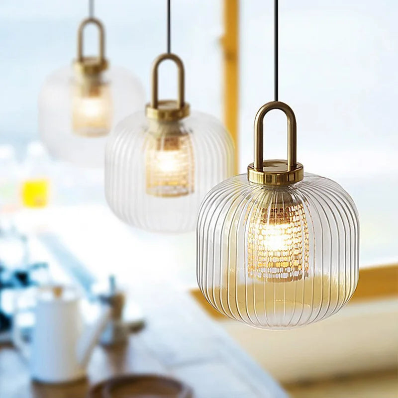 Modern Striped Glass Single Pendant Light