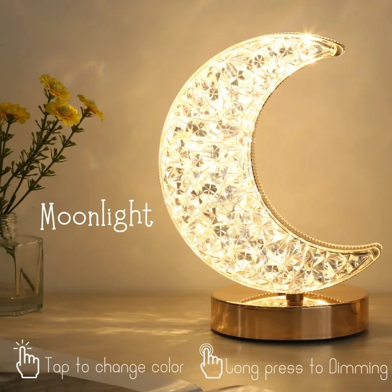 Crystal Moon Touch-Dimming USB Bedside Lamp