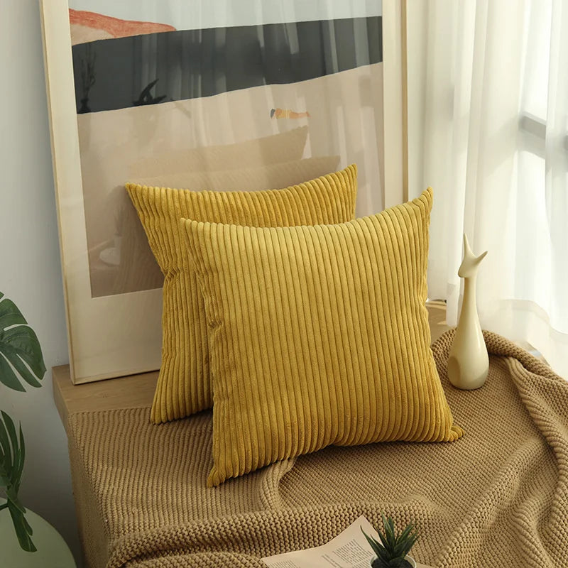 Corduroy Striped Throw Pillow Cover