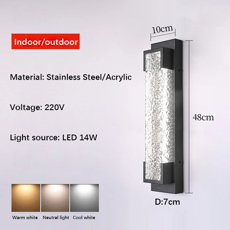 Waterproof Modern Stainless Steel Long Strip Outdoor Porch Wall Light – photo 9