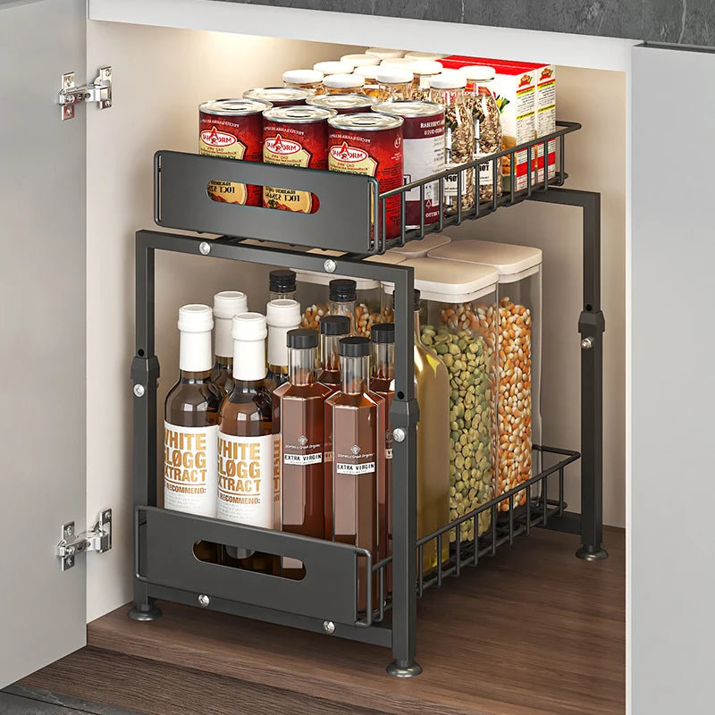 2-Tier Pull-Out Under-Sink Cabinet Organizer