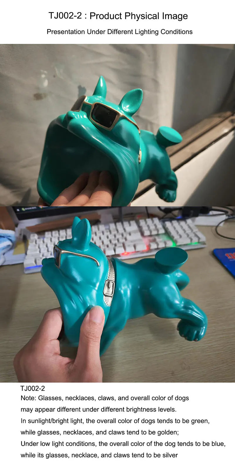 Resin Bulldog Statue with Storage Tray