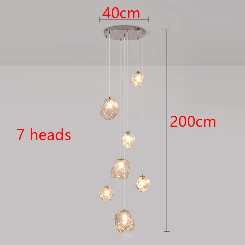 Modern LED Multi Head Staircase Chandelier Pendant Light with Remote Control – photo 8