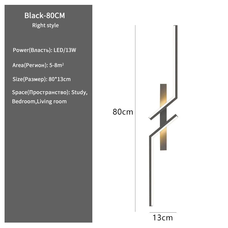 Minimalist Aluminum Strip LED Wall Sconce Light Bedroom Living Room TV Background – photo 11