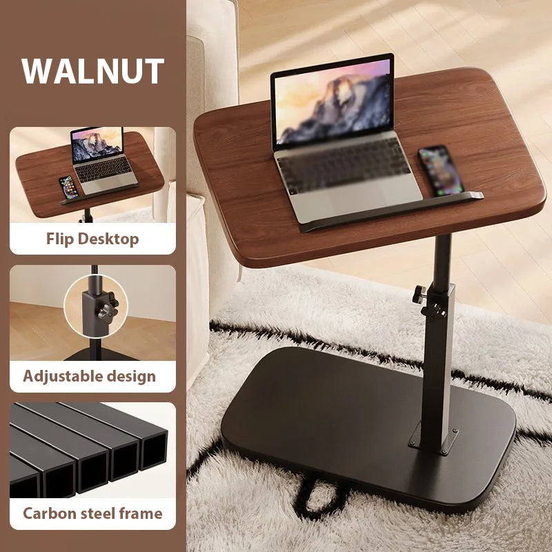 Height Adjustable Waterproof C Shape Flip Over Panel Side Coffee Table Living Room