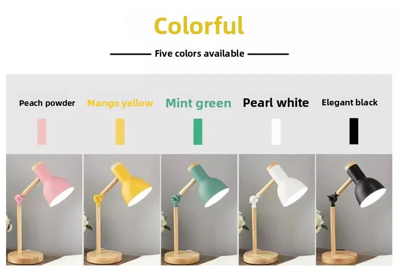 Adjustable Nordic Wooden LED Desk Lamp