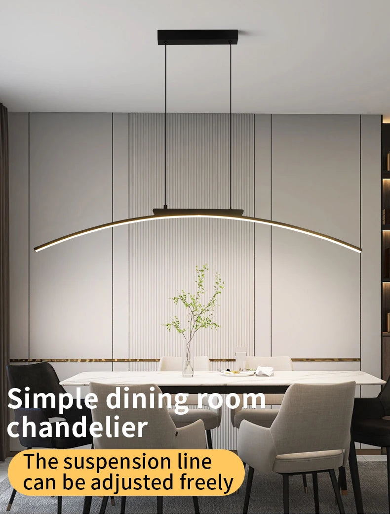 Contemporary Sleek LED Arc Adjustable Brightness Pendant Light with App Dimming – photo 8