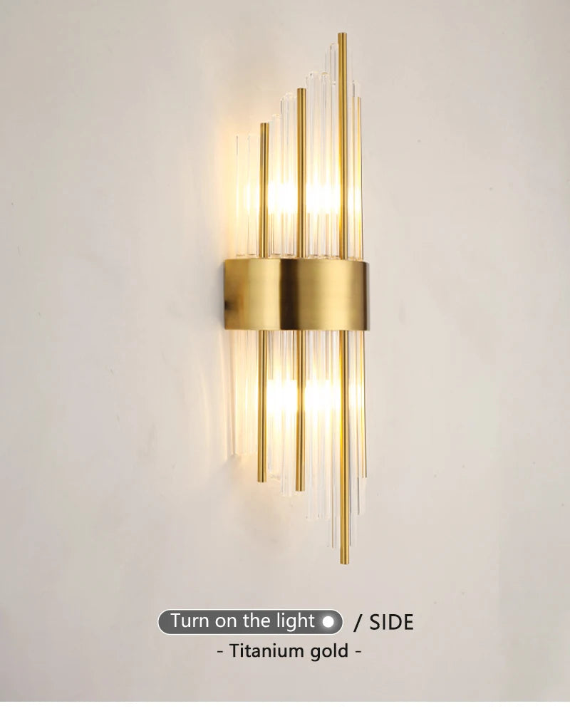 Nordic Luxury Crystal Stainless Steel Black Gold LED Wall Light – photo 9