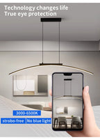 Contemporary Sleek LED Arc Adjustable Brightness Pendant Light with App Dimming – photo 10