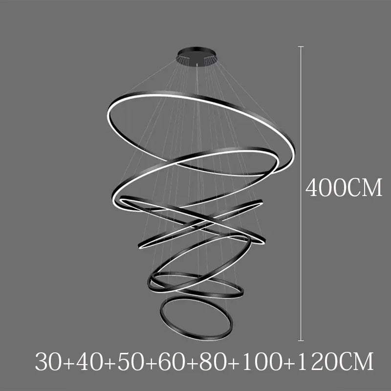 Nordic Dimmable Ring Chandelier Pendant Light with Remote