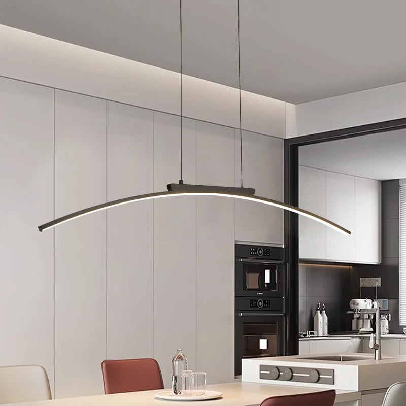 Contemporary Sleek LED Arc Adjustable Brightness Pendant Light with App Dimming – photo 4