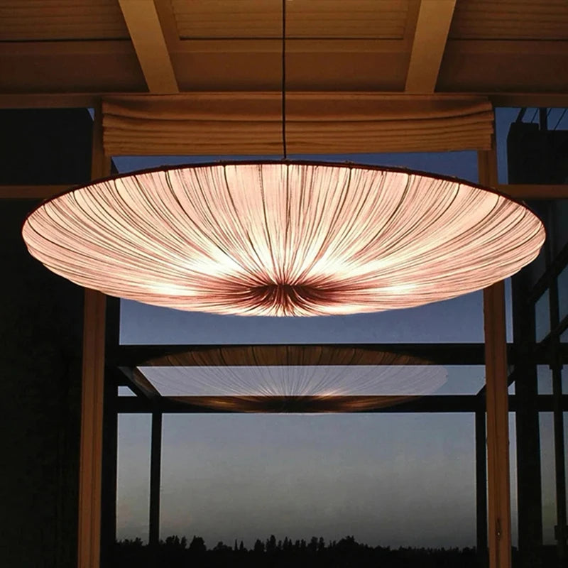Japanese Wabi Sabi Nordic Fabric LED Pendant Chandelier Living Room Bedroom