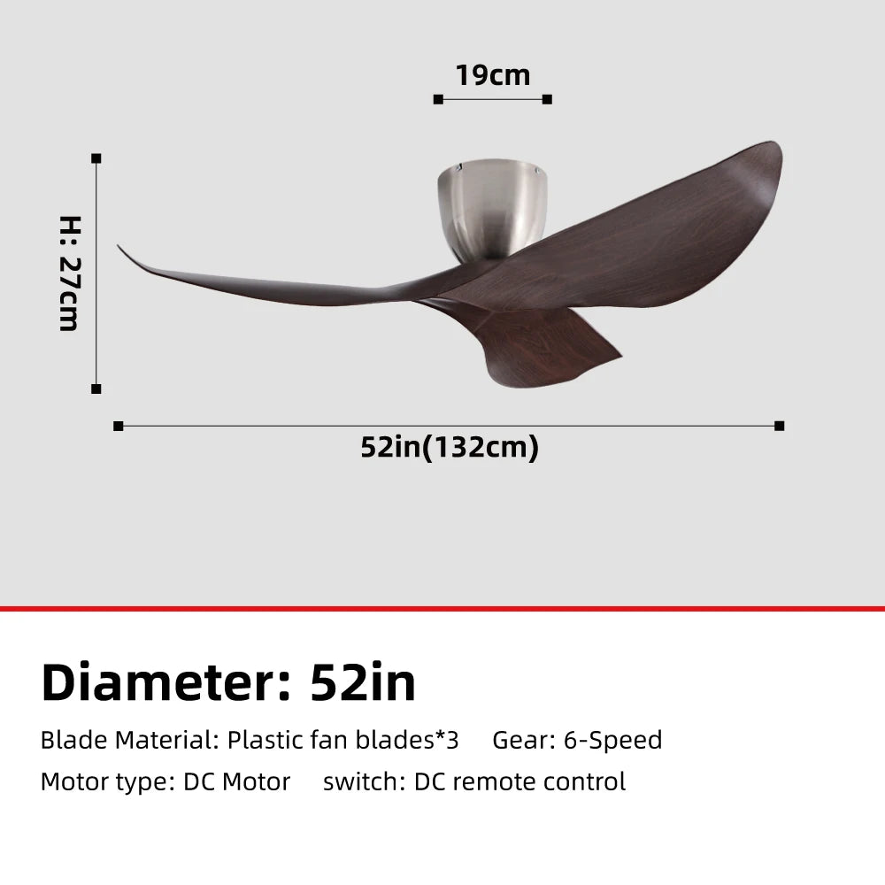 52-Inch 60-Inch Vintage Industrial DC Motor Ceiling Fan with Remote Control