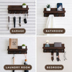 Rustic Wooden Wall Key Holder, 4 Hooks