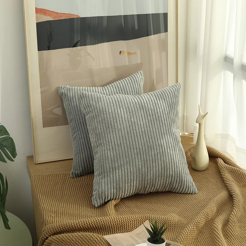 Corduroy Striped Throw Pillow Cover