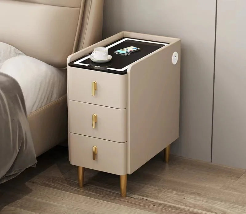 Wireless Charging LED USB Solid Wood Nordic 3 Drawer Nightstand Bedside Table Bedroom – photo 11