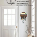 Circular Wood Key Holder, 8 Hooks & Shelf