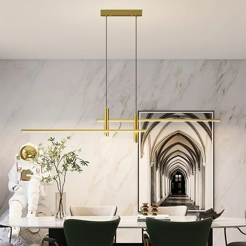 Modern Minimalist Black Gold LED Chandelier Pendant Light Stepless Dimming Remote Control – photo 4