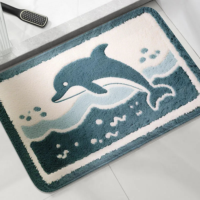 Coastal Absorbent Machine-Washable Bathroom Mat