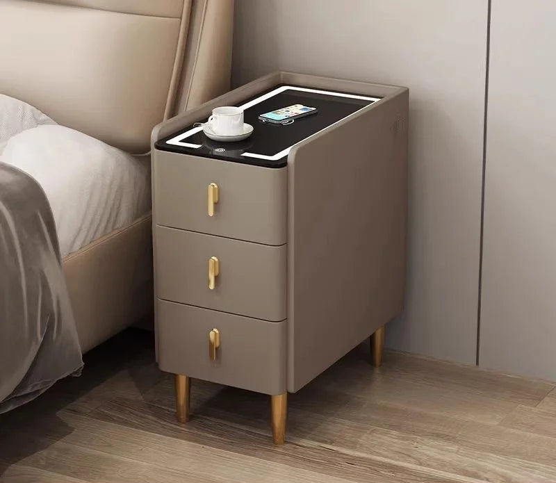 Wireless Charging LED USB Solid Wood Nordic 3 Drawer Nightstand Bedside Table Bedroom – photo 6