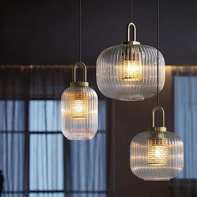 Modern Striped Glass Single Pendant Light