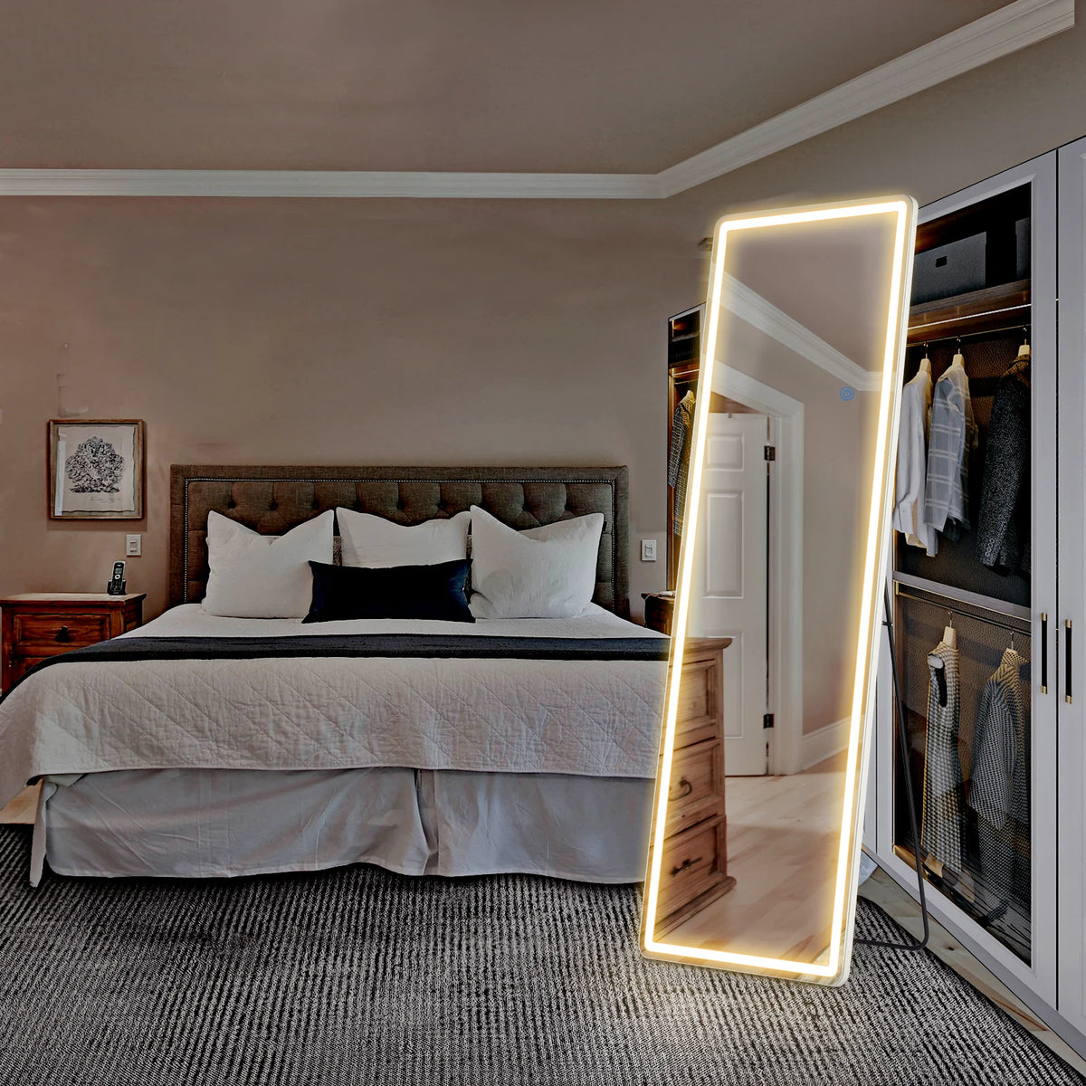 LED Aluminum Alloy Frame Full Length Standing Hanging Wall Mounted Mirror Home – photo 7