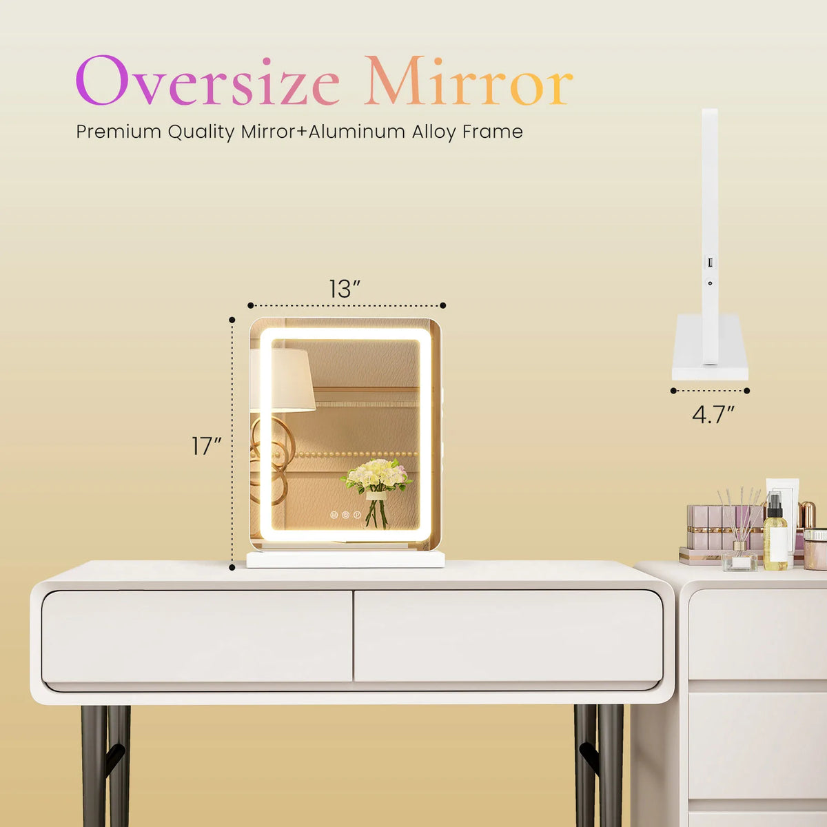 Dimmable 3 Color Modes USB Charging Aluminum Frame LED Vanity Mirror Bathroom Bedroom – photo 7