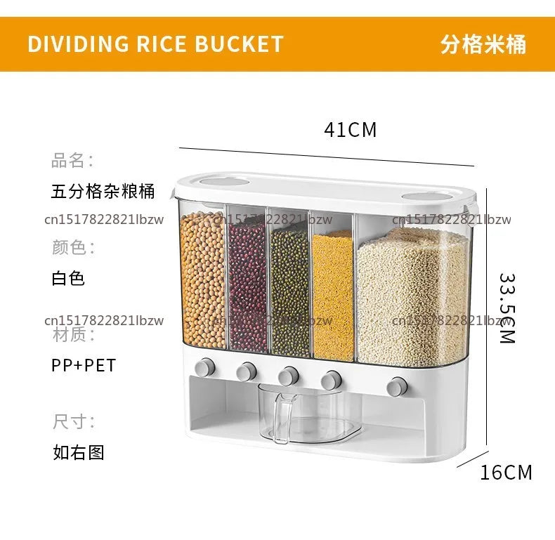 Divided Food-Grade Rice and Grain Storage Box