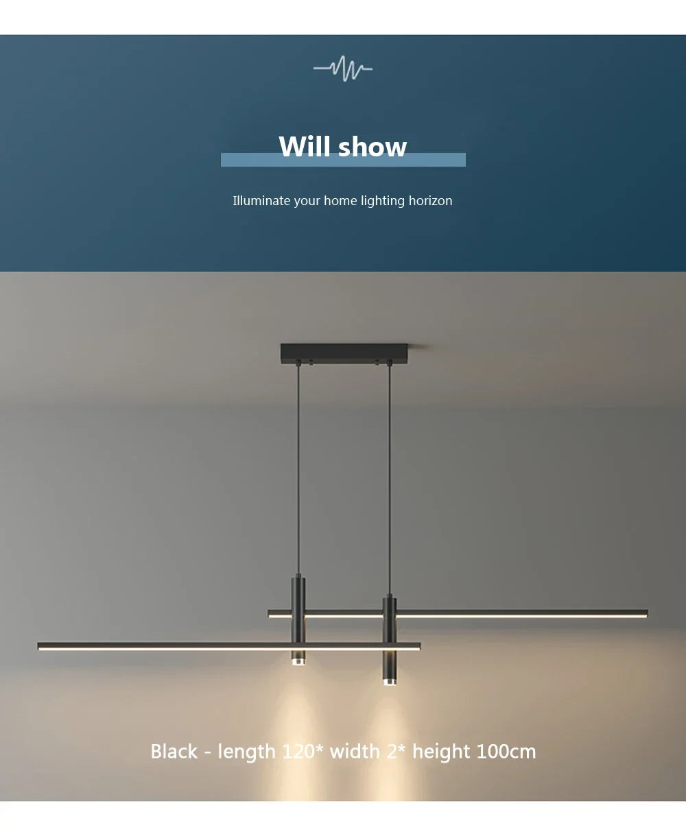 Modern Minimalist Black Gold LED Chandelier Pendant Light Stepless Dimming Remote Control – photo 16