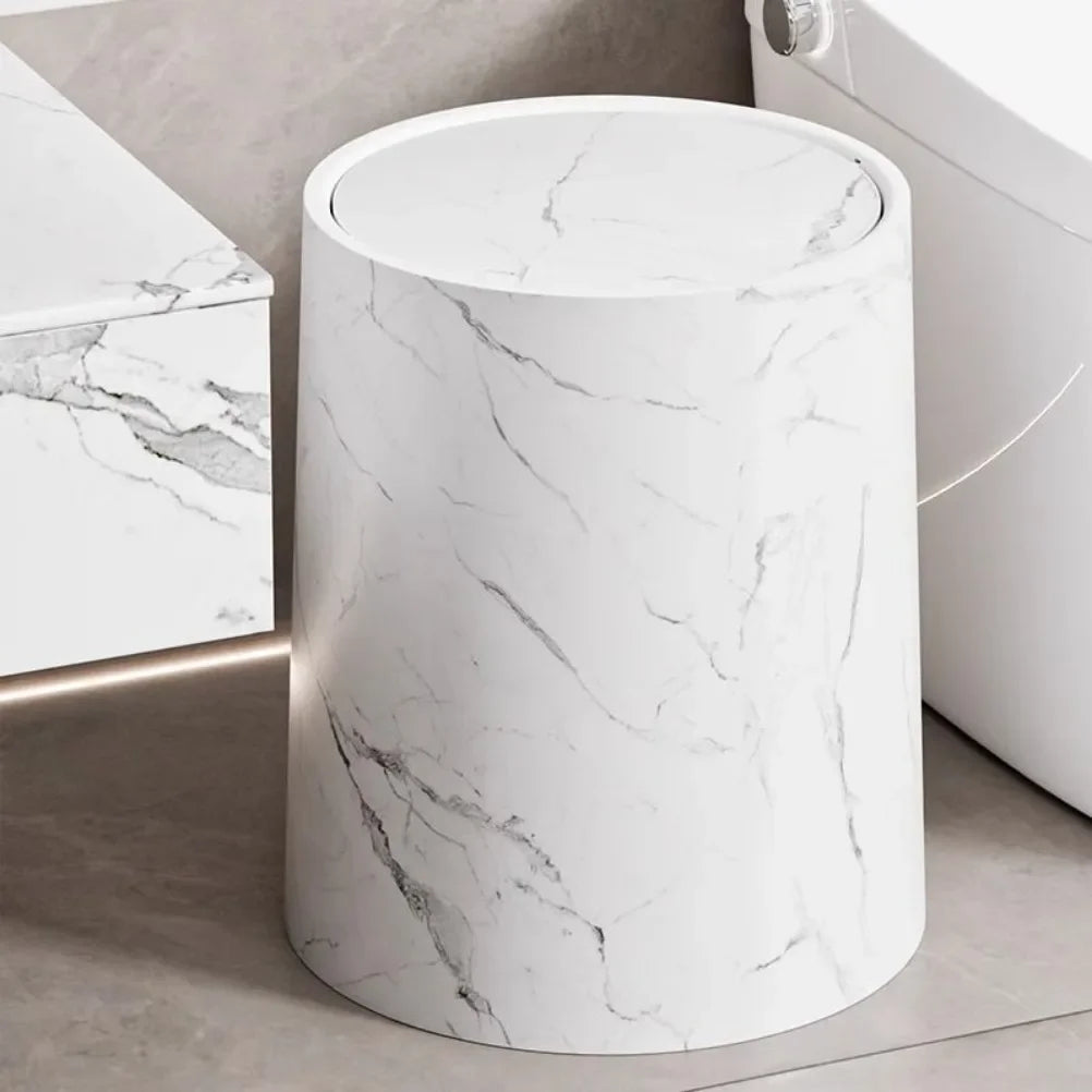 Marble-Texture Rolling-Cover Trash Can